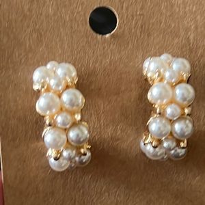 FAUX pearl hoop earrings-NWT